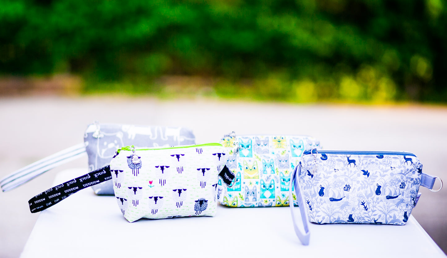 Cosmetic Bag Dog Leash Bag Wristlet Purse with Foodsafe Waterproof Lining Kokka Japan Potluck Mixed Fabric Koi Fish