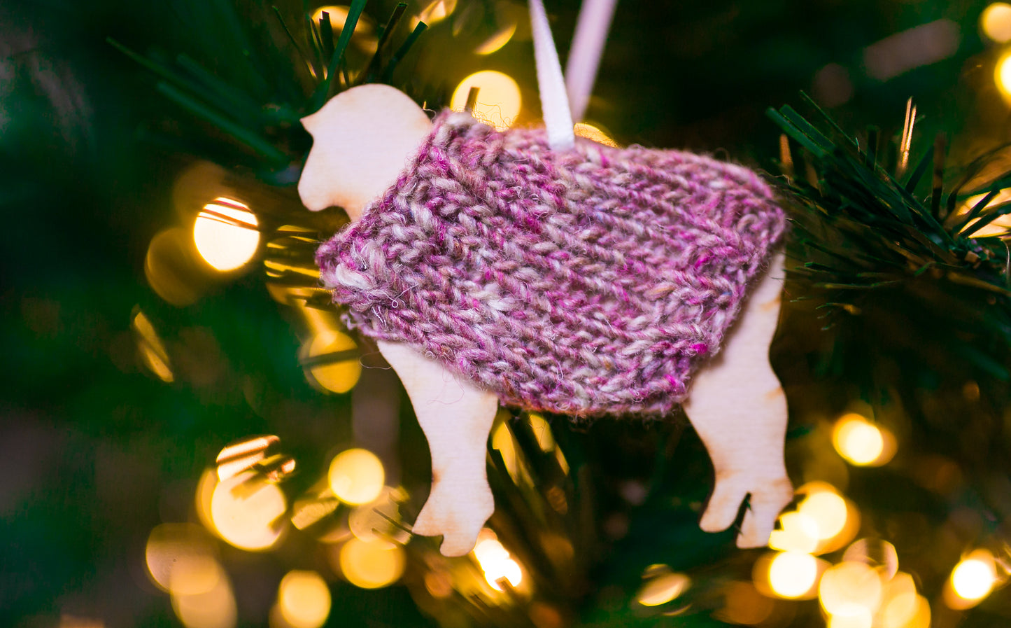 Holiday Decorations Ornaments Family of Sheep in Handknit Sweaters