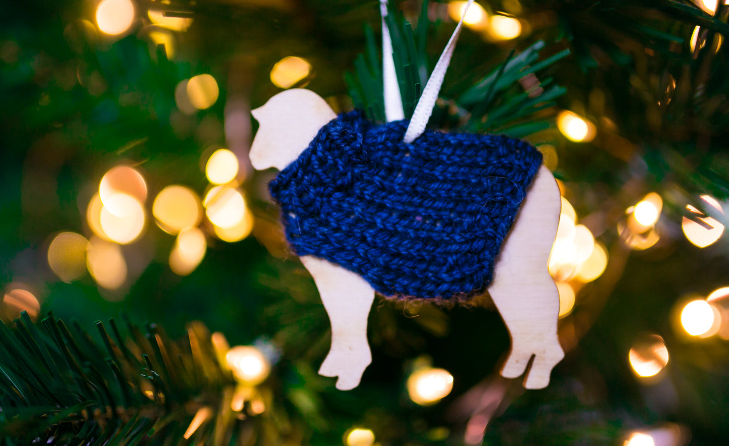 Holiday Decorations Ornaments Family of Sheep in Handknit Sweaters