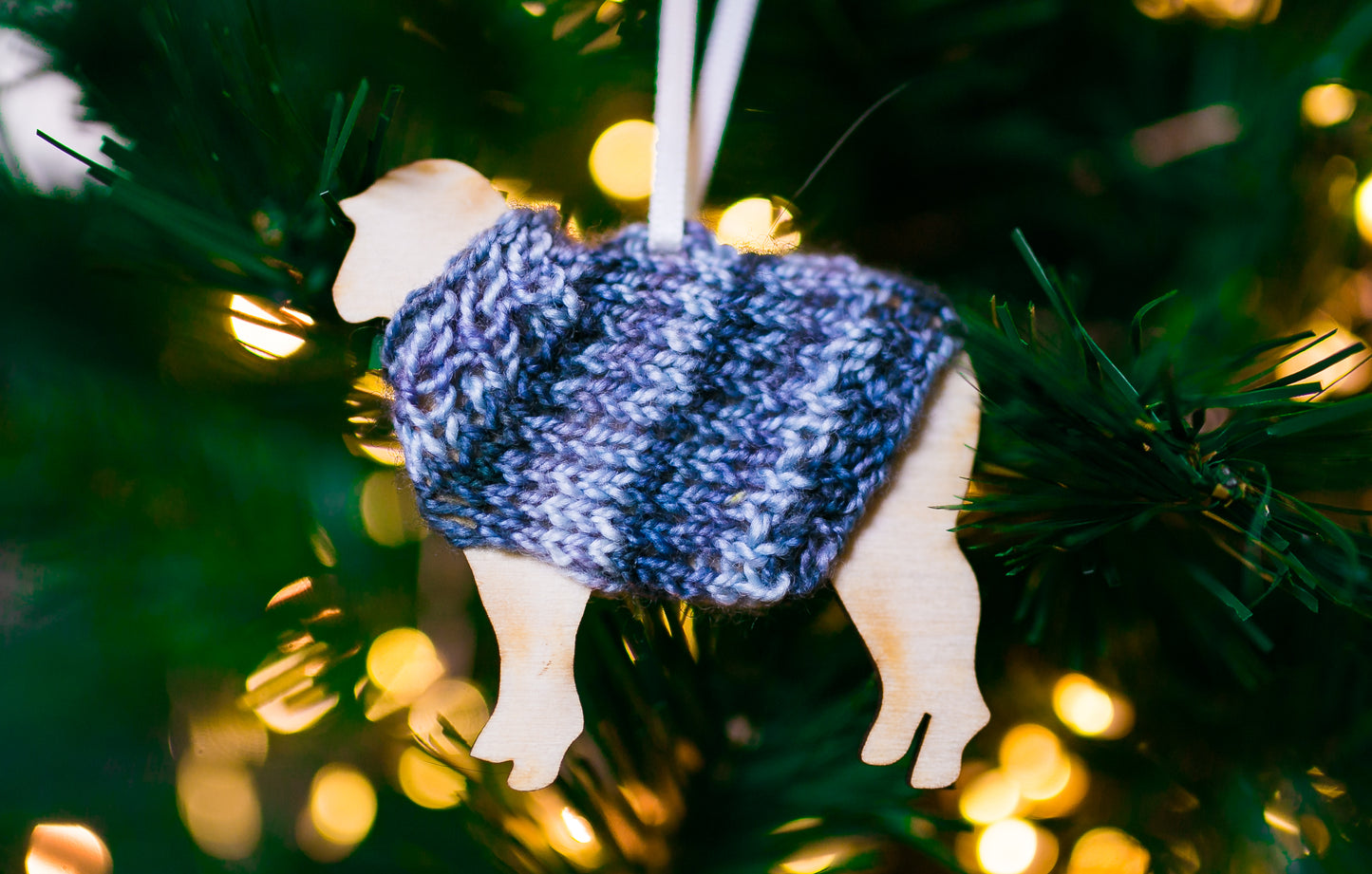 Holiday Decorations Ornaments Family of Sheep in Handknit Sweaters