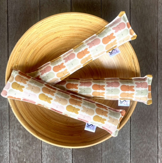 Premium Linen Cotton Kitty Nip Kicker Catnip Cat Toy in Easter Bunnies in Muted Rainbow