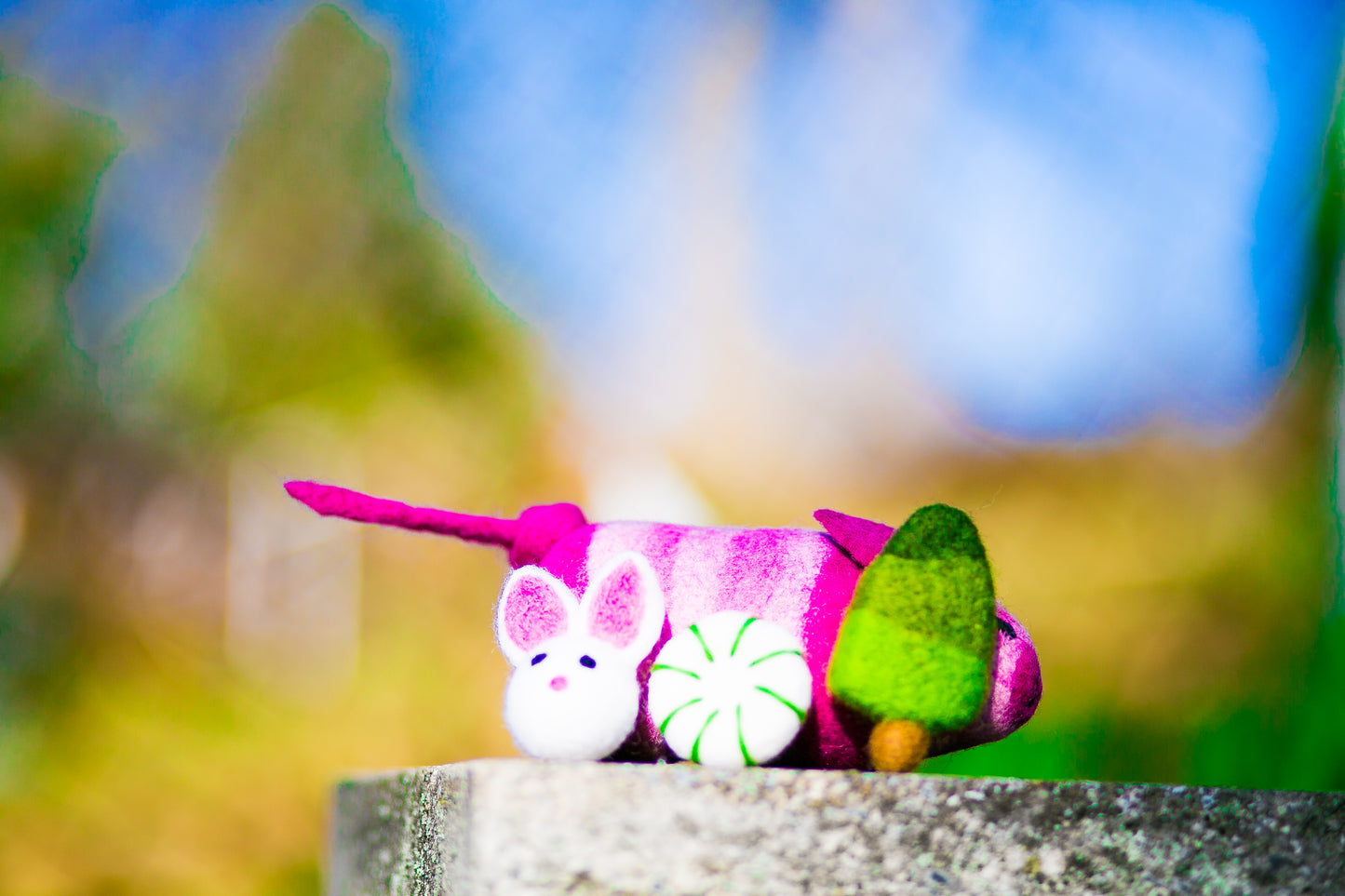 Lollycadoodle Felted Dog Toy Pink Pig
