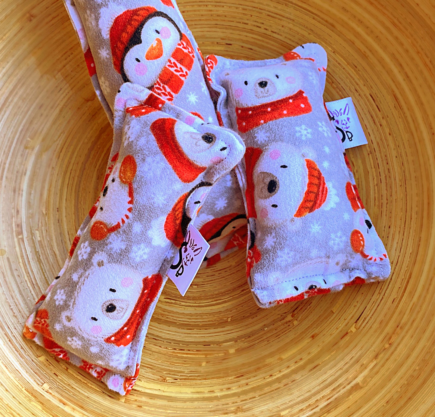 Flannel Kitty Nip Kicker Catnip Toy Bundle Buddies Penguins and Bears Gray - 2 Sizes!