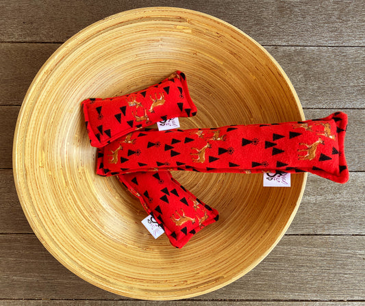 Flannel Kitty Nip Kicker Catnip Toy in Red Holly Berry Road Trip - 2 Sizes!