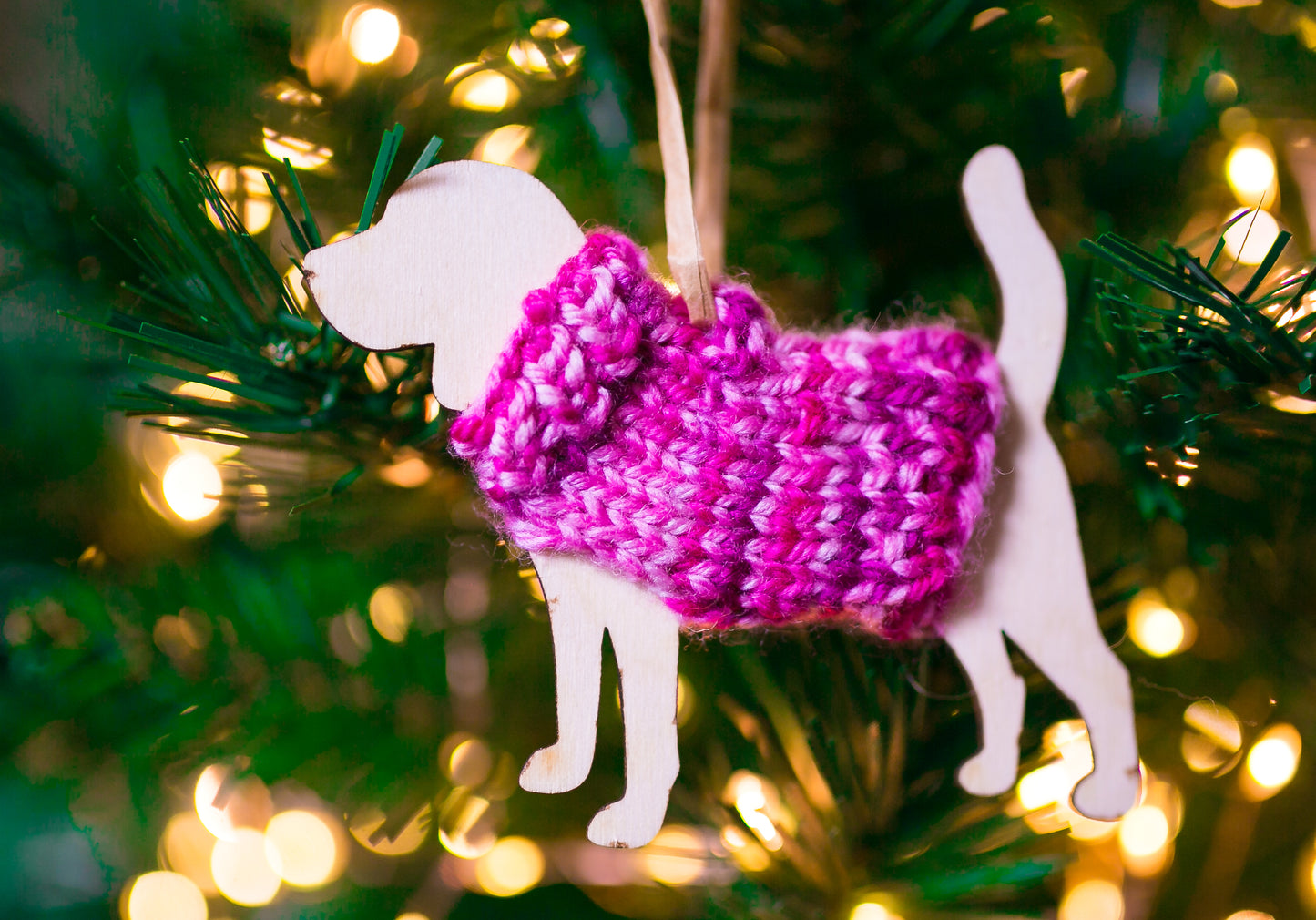 Holiday Decorations Ornaments Dogs in Handknit Sweaters