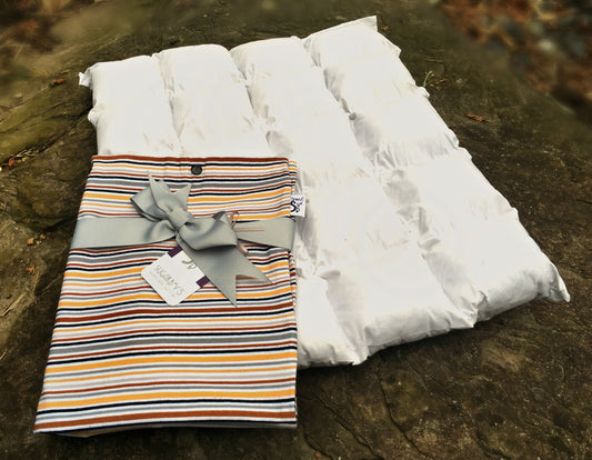 Paca Pet Pouf Pet Bed/Crate Mat Flannel Brown Pajama Stripe Cover