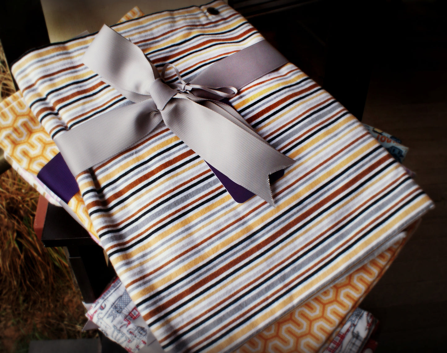 Paca Pet Pouf Pet Bed Flannel Brown Pajama Stripe Cover