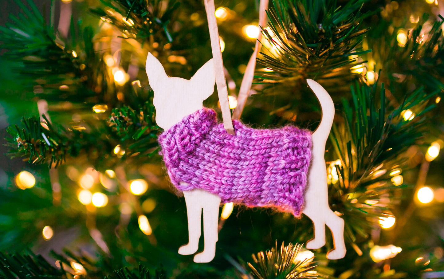 Holiday Decorations Ornaments Dogs in Handknit Sweaters