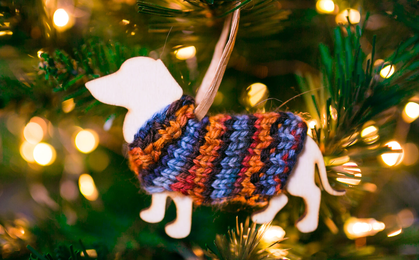 Holiday Decorations Ornaments Dogs in Handknit Sweaters