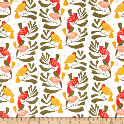 Flannel Kitty Nip Kicker Catnip Toy in White Winter Birds - 2 Sizes!