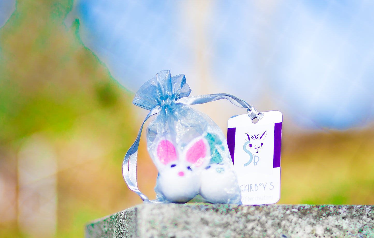 Felted Wool Bunny Head Cat Toy in Foxglove - With or Without Catnip