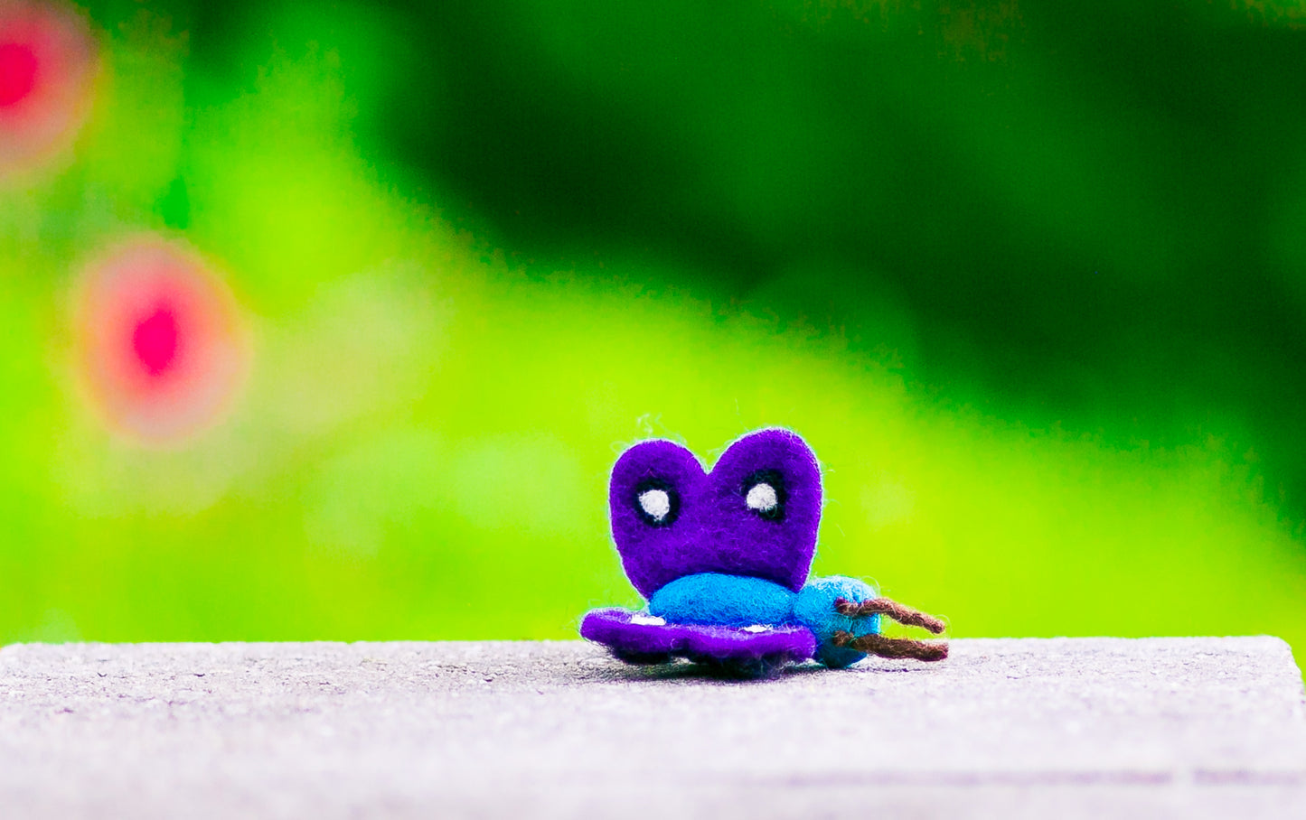 Karma Cat Backyard Friends Felted Butterfly in Teal