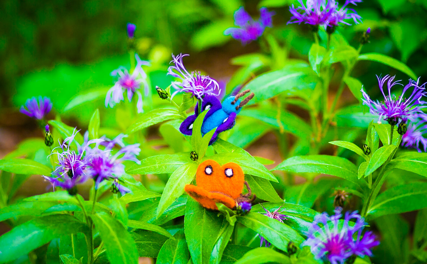 Karma Cat Backyard Friends Felted Butterfly in Brown