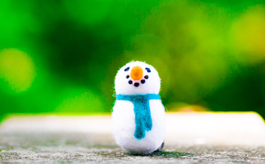 Felted Wool Snowman Cat Toy in Peacock - With or Without Catnip