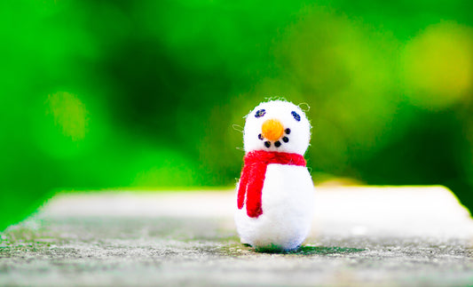 Felted Wool Snowman Cat Toy in Red - With or Without Catnip