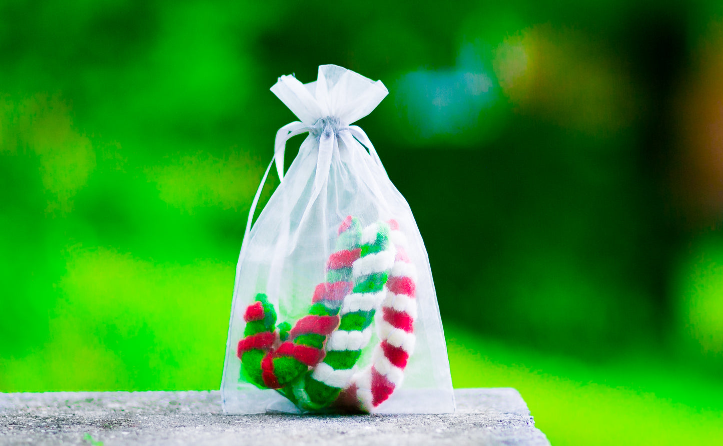 Karma Cat Felted Wool Candy Cane Christmas Cat Toy