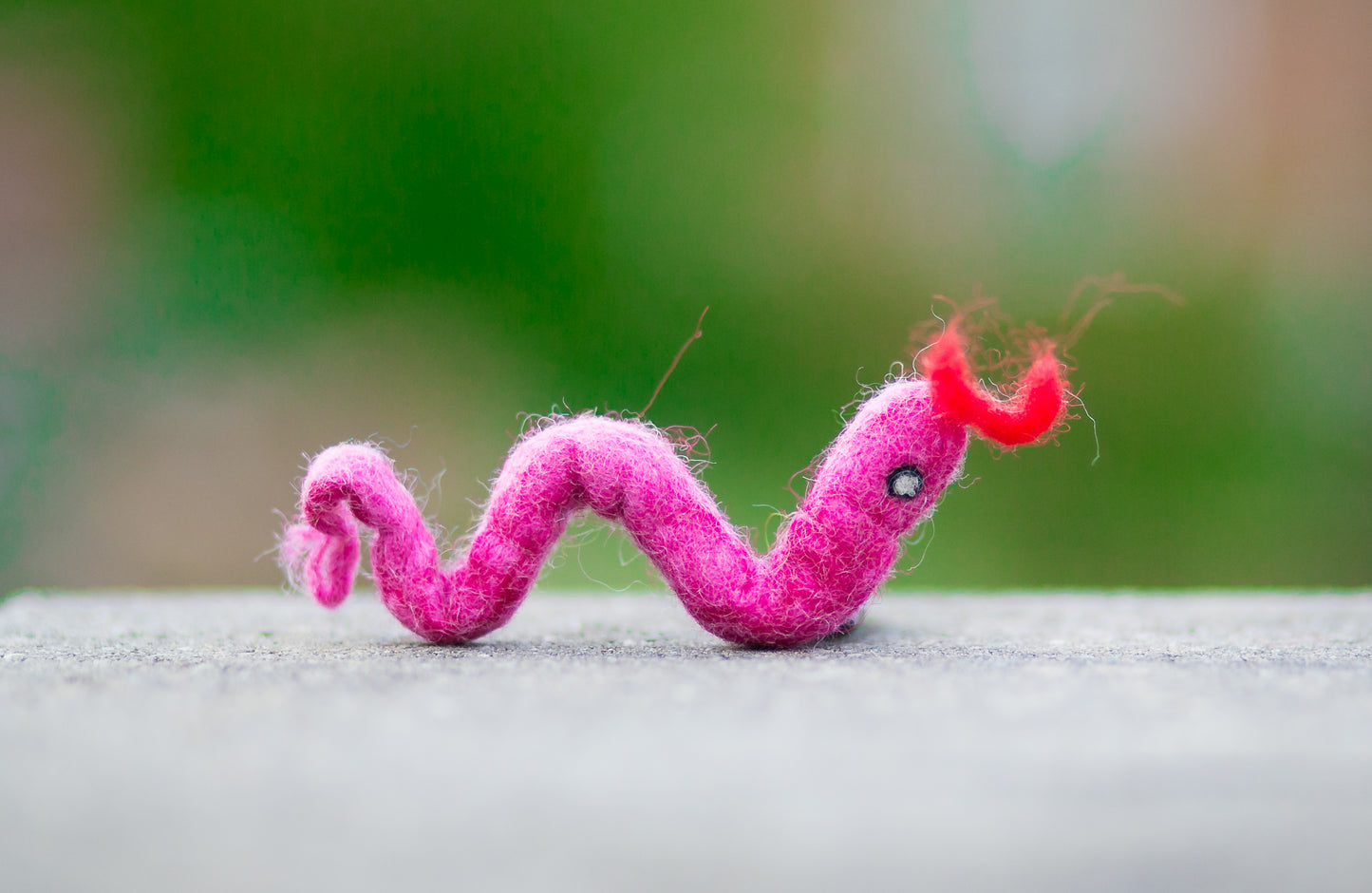 Karma Cat Backyard Friends Felted Wool Snake Cat Toy in Pink
