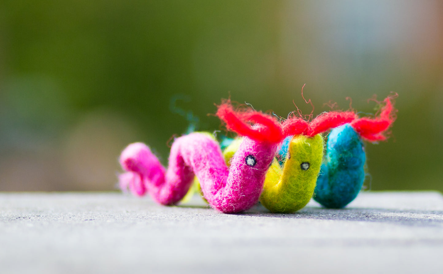 Karma Cat Backyard Friends Felted Wool Snake Cat Toy in Pink