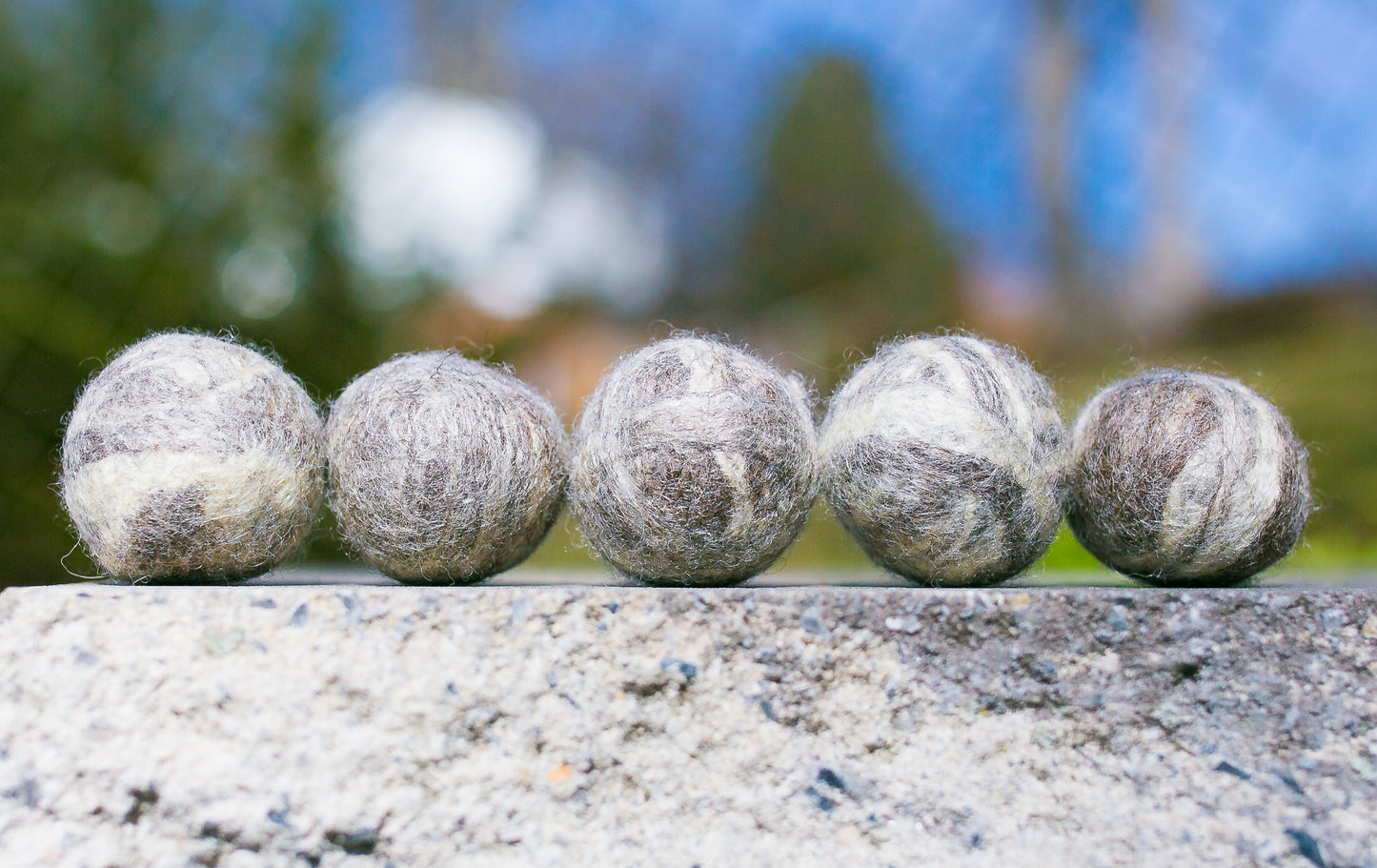 Fuzz/Fetch! Wool Ball Toy for Cats/Small Dogs 5 Pack Natural Blue Faced Leicester DYE FREE