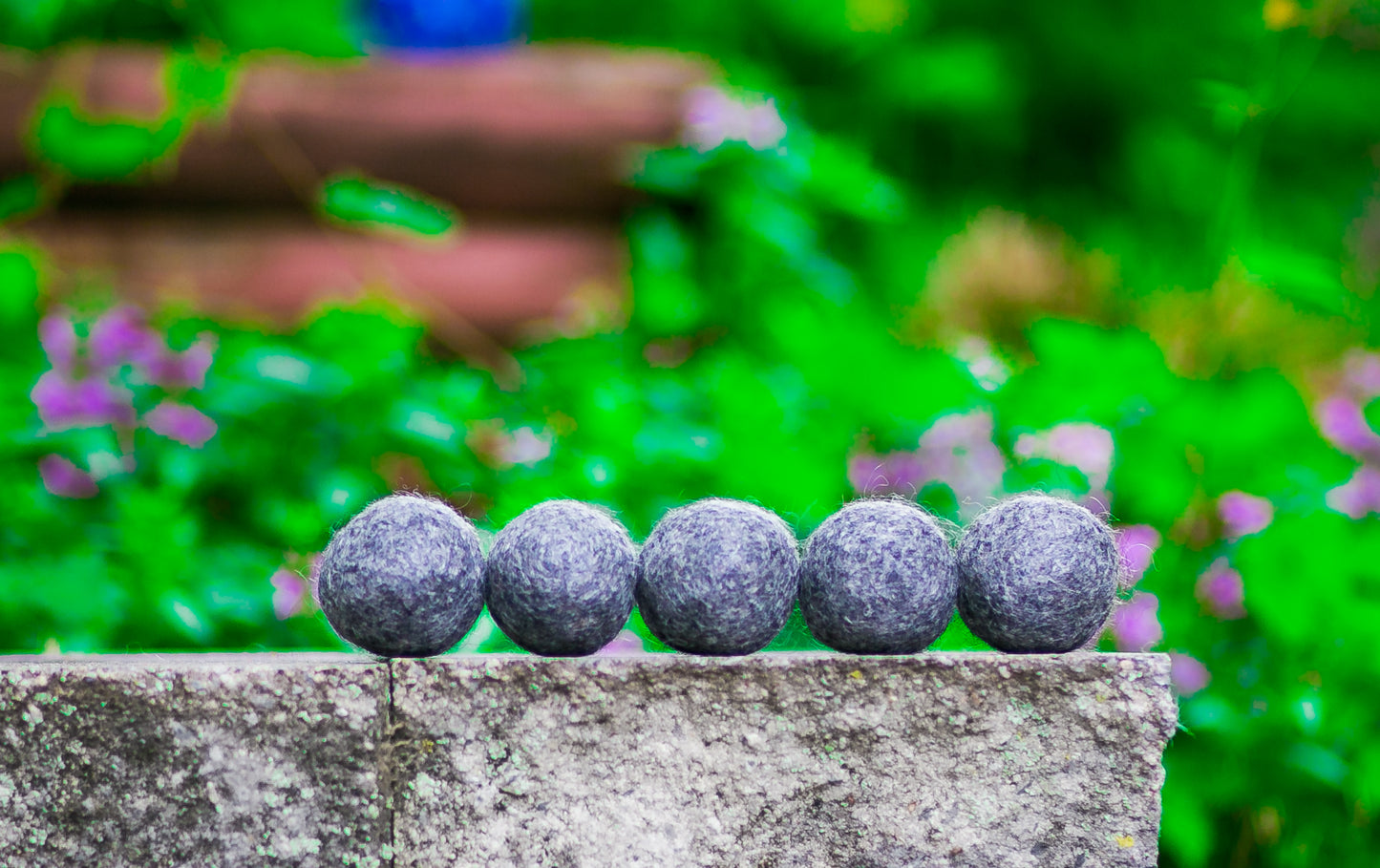 Fuzz Jingle Bell Balls Wool Ball Cat/Small Dog Toy 5 Pack Natural Gray Gotland Wool DYE FREE