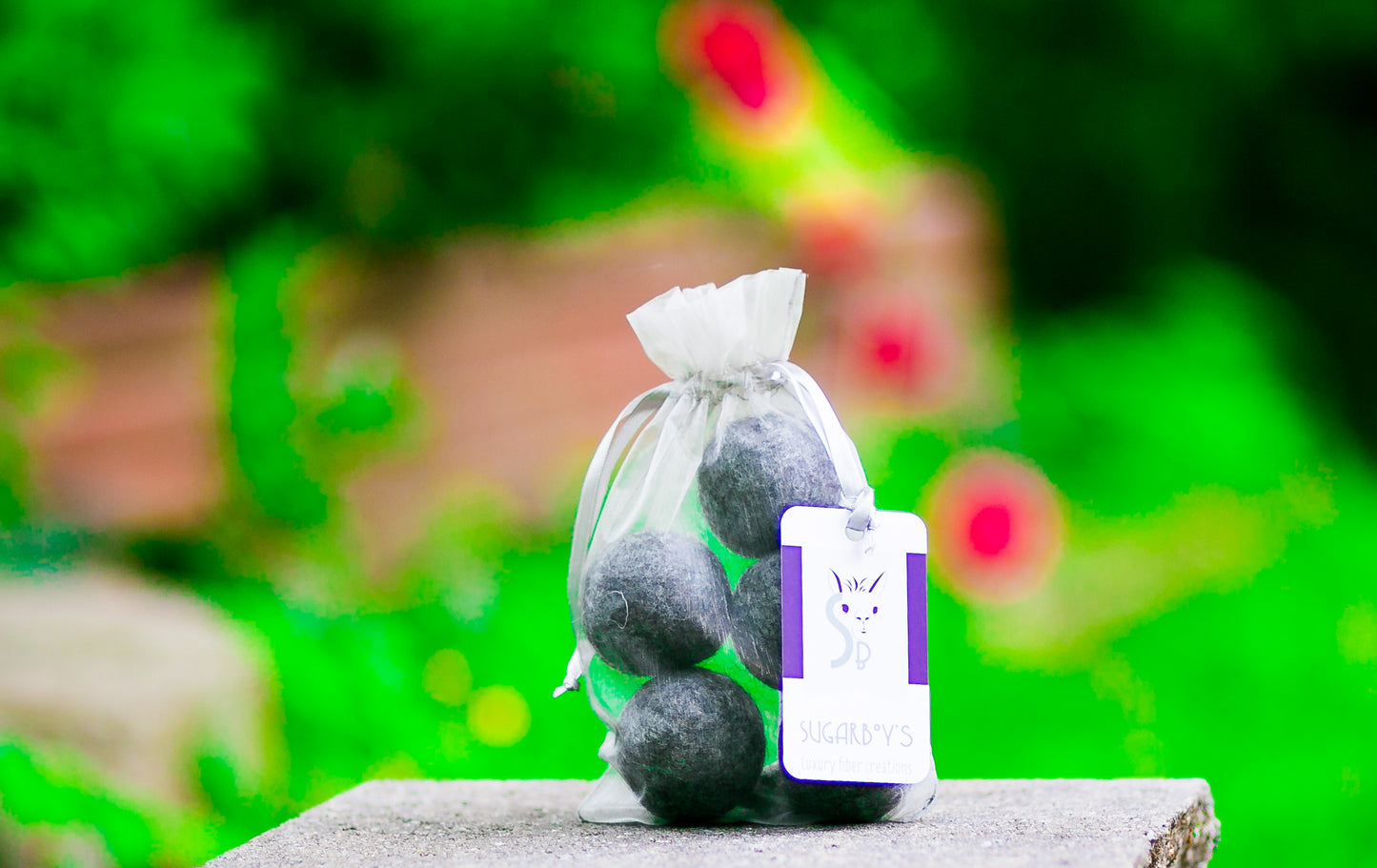 Fuzz Jingle Bell Balls Wool Ball Cat/Small Dog Toy 5 Pack Natural Gray Gotland Wool DYE FREE