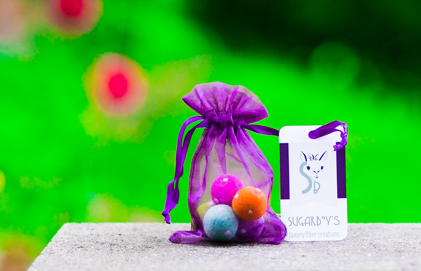 Fuzz/Fetch! Macro Mini Merino Polka Dots Wool Balls Toy for Cats 5 Pack