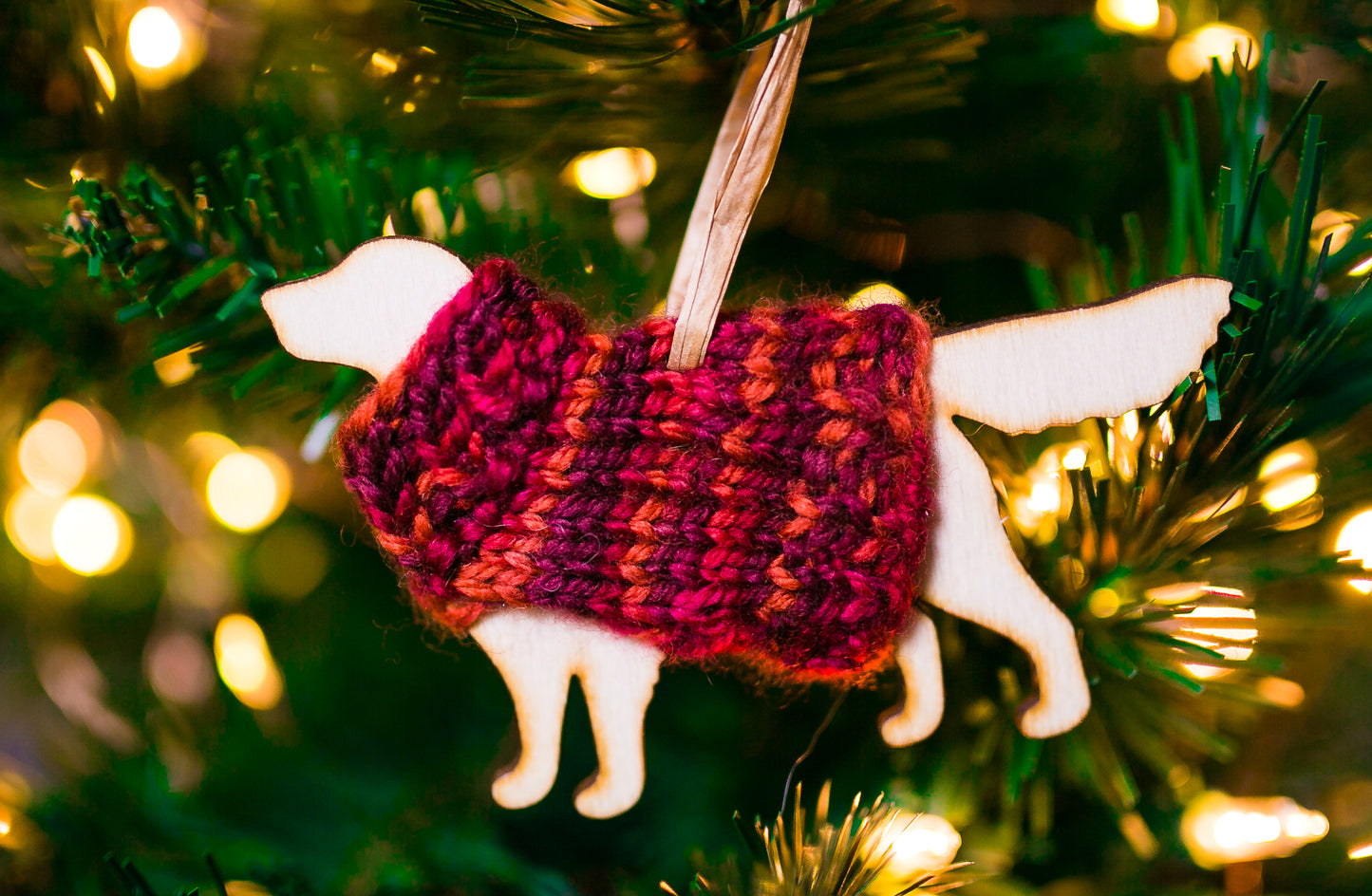 Holiday Decorations Ornaments Dogs in Handknit Sweaters