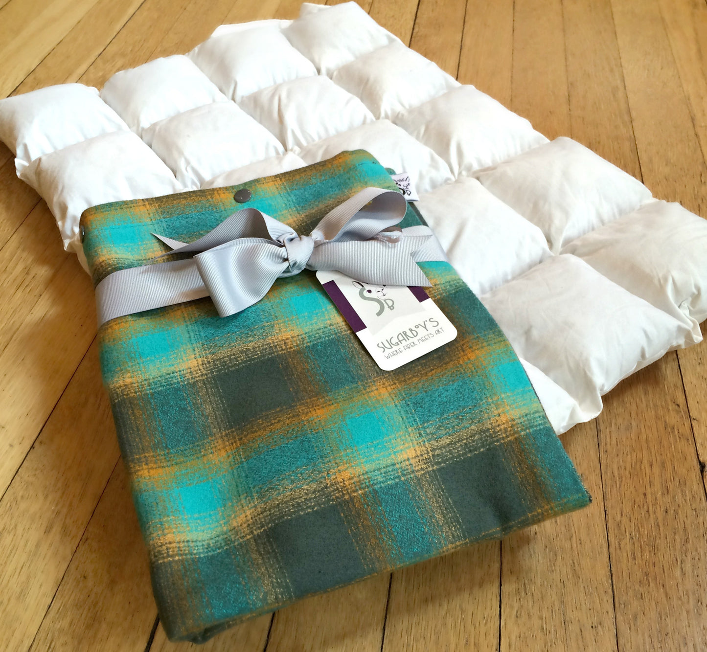 Paca Pet Pouf Pet Bed Flannel Lagoon Mammoth Plaid Cover MADE TO ORDER
