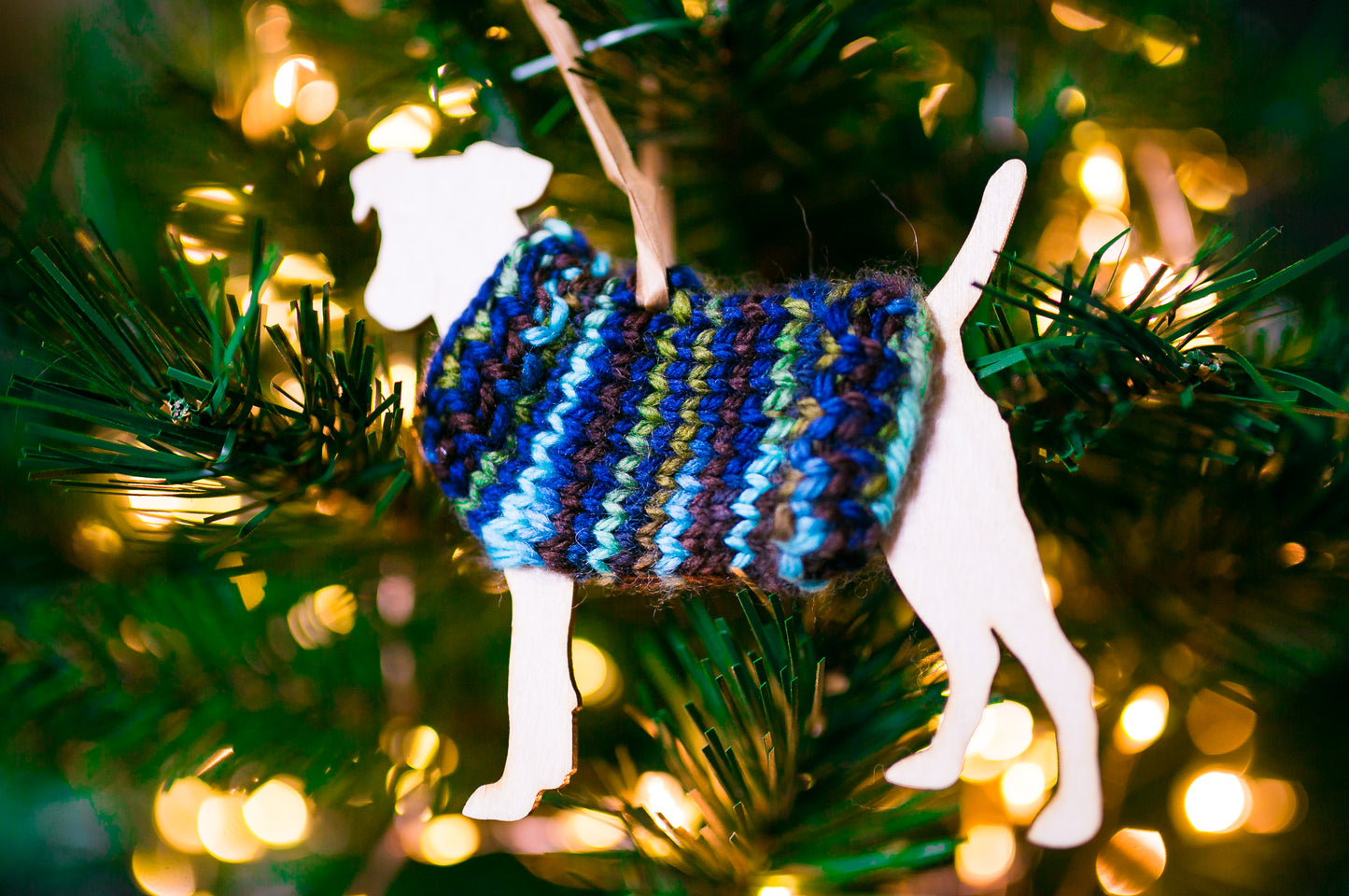 Holiday Decorations Ornaments Dogs in Handknit Sweaters