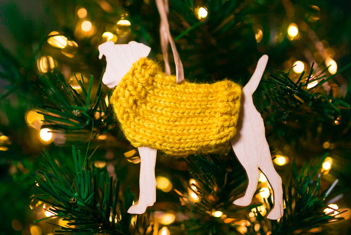 Holiday Decorations Ornaments Dogs in Handknit Sweaters