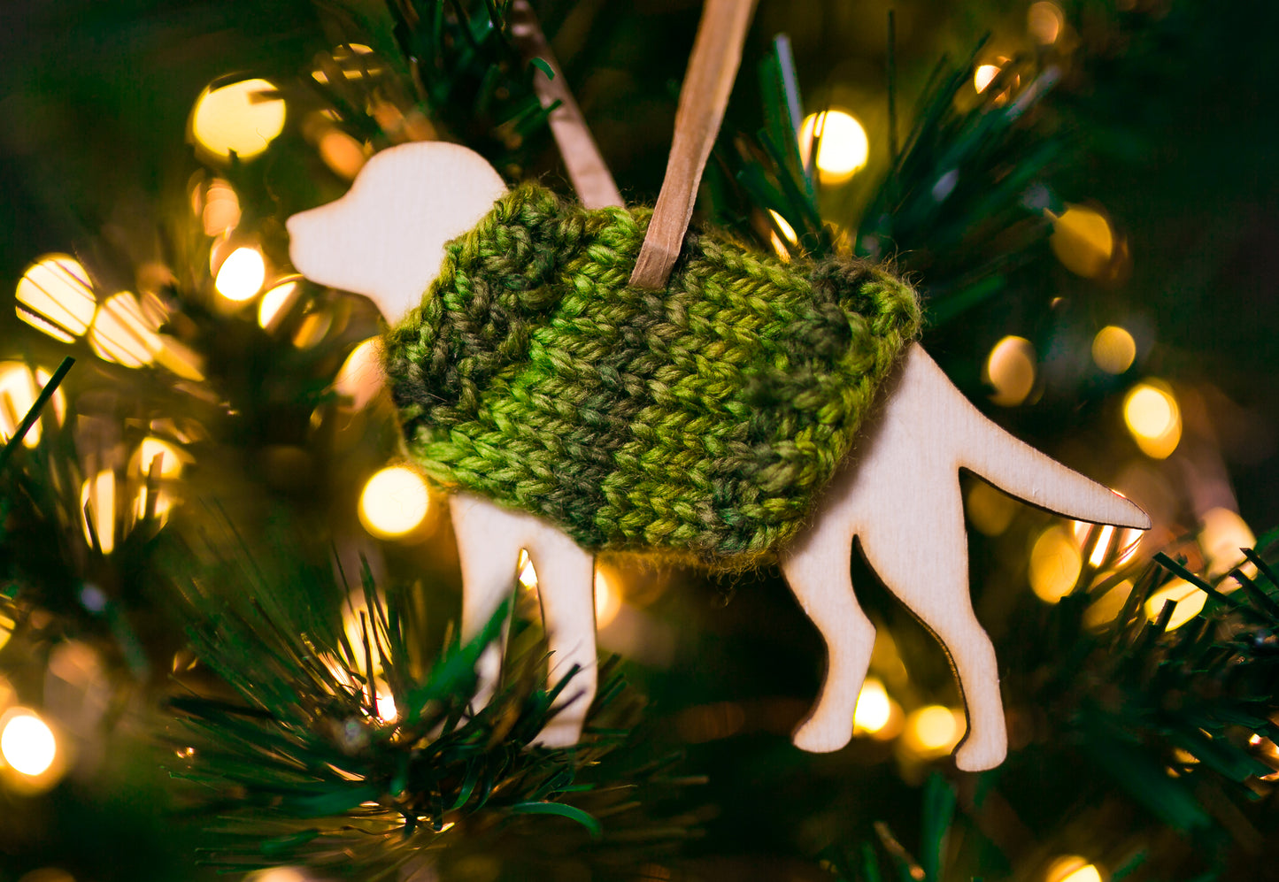 Holiday Decorations Ornaments Dogs in Handknit Sweaters