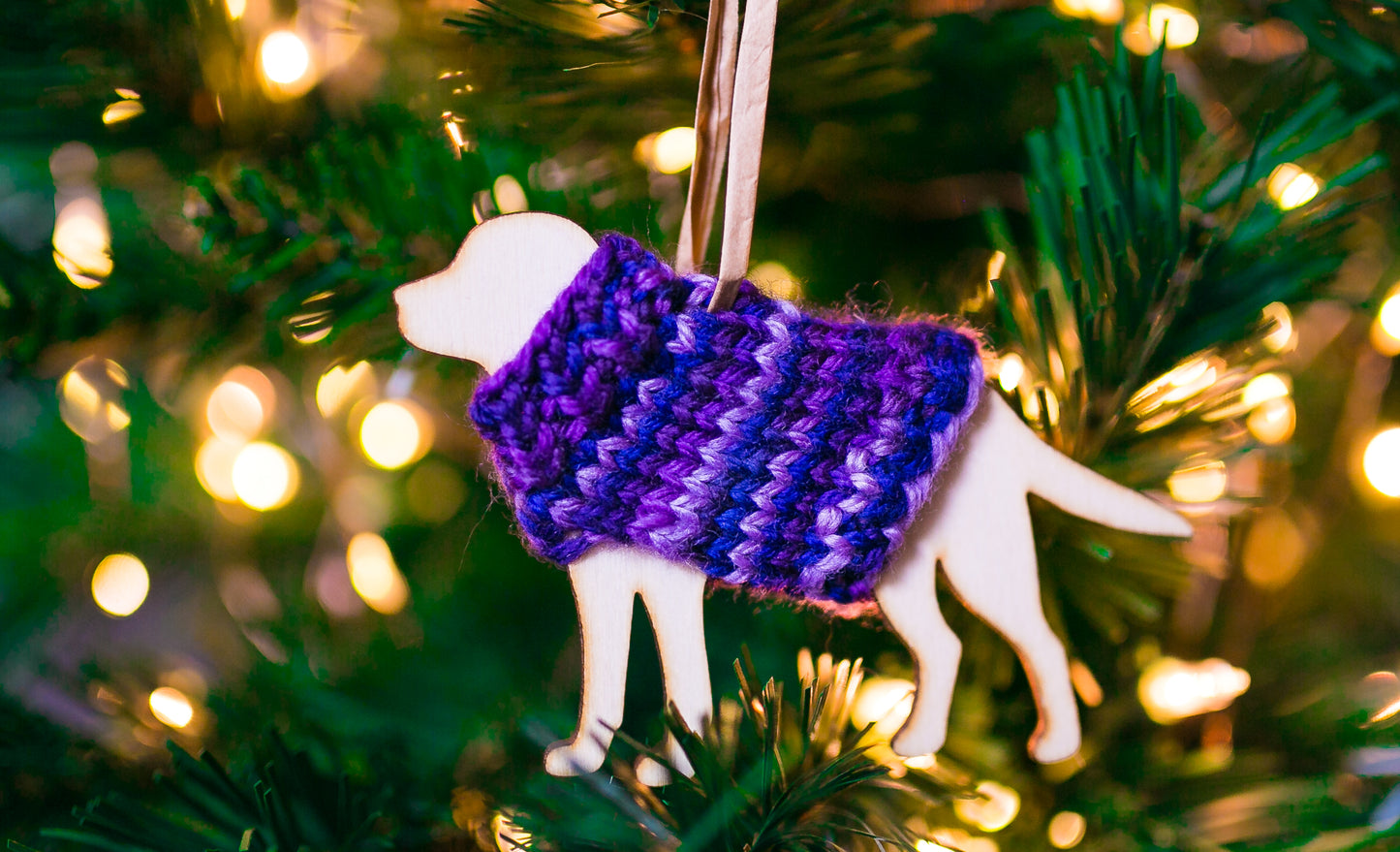 Holiday Decorations Ornaments Dogs in Handknit Sweaters
