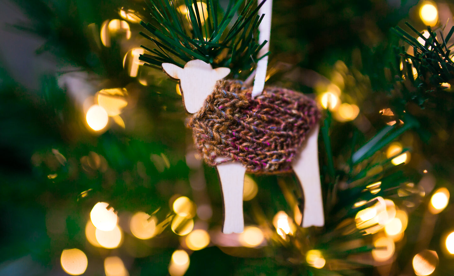 Holiday Decorations Ornaments Family of Sheep in Handknit Sweaters