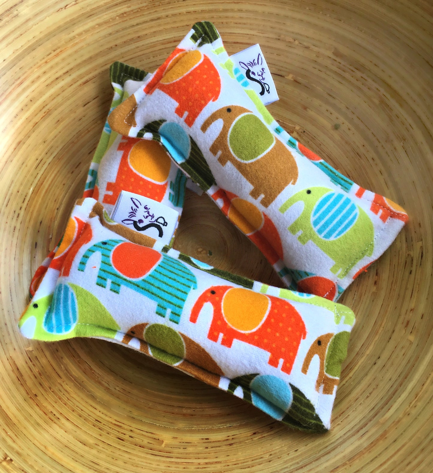 Flannel Mini Kitty Nip Kicker Catnip Toy in Orange Wild Elephants