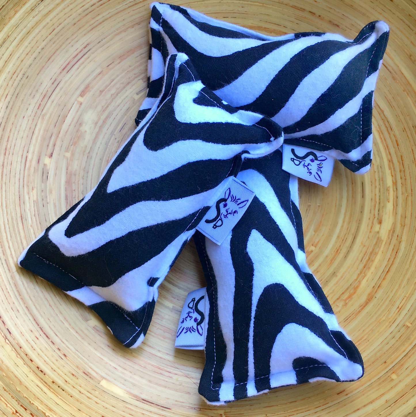 Flannel Mini Kitty Nip Kicker Catnip Cat Toy in Zebra