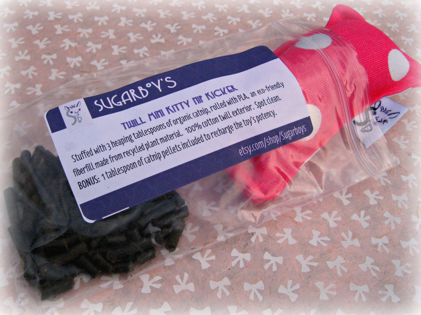 Twill Mini Kitty Nip Kicker Catnip Cat Toy in Storm Willow