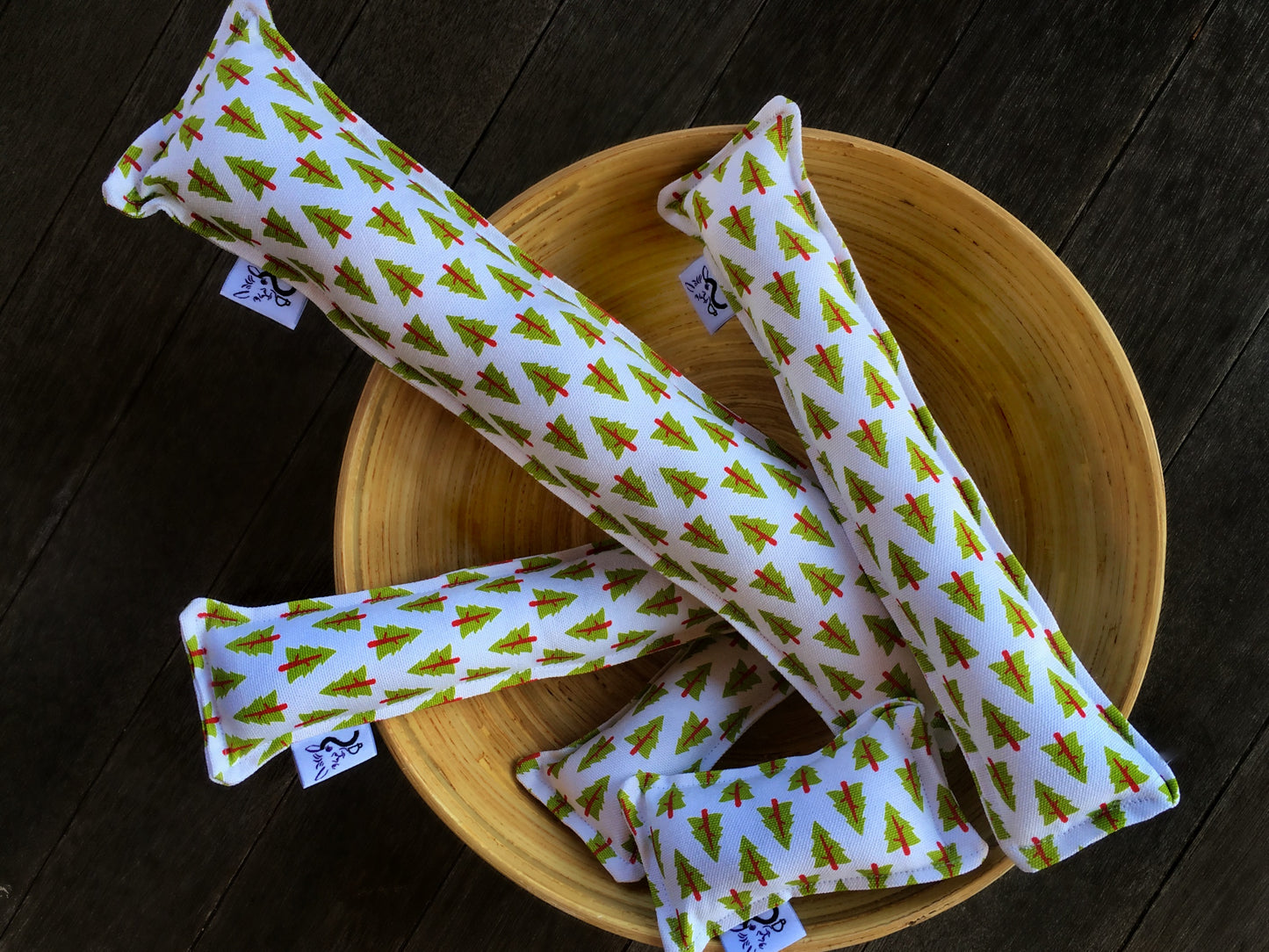 Twill Kitty Nip Kicker Catnip Cat Toy in Chartreuse & Lipstick Christmas Trees - 3 SIZES!