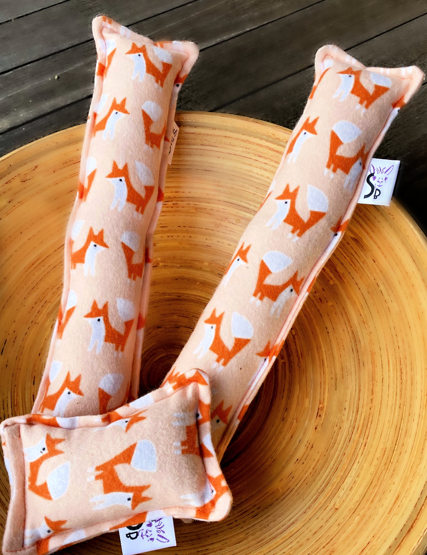 Flannel Kitty Nip Kicker Catnip Toy Apricot Foxes - 2 Sizes!