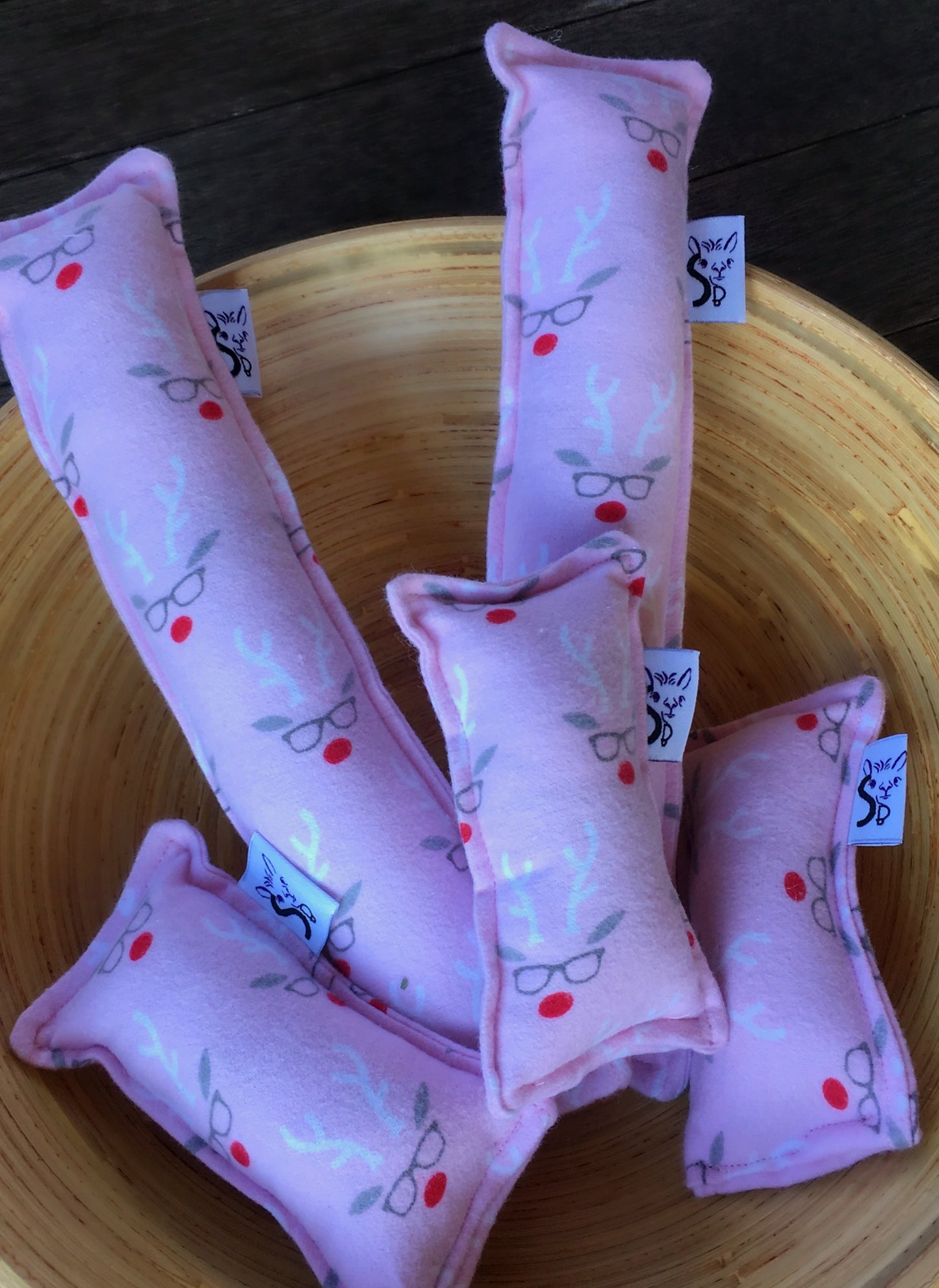 Flannel Kitty Nip Kicker Catnip Toy in Pink Jingle Jangle Rudy - 2 Sizes!