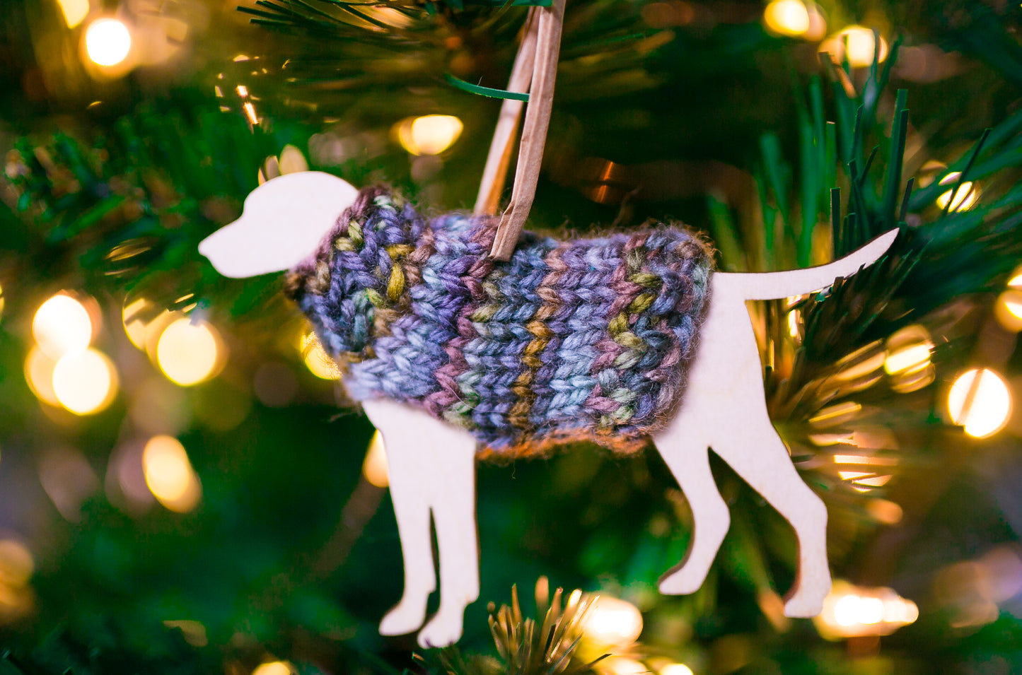 Holiday Decorations Ornaments Dogs in Handknit Sweaters