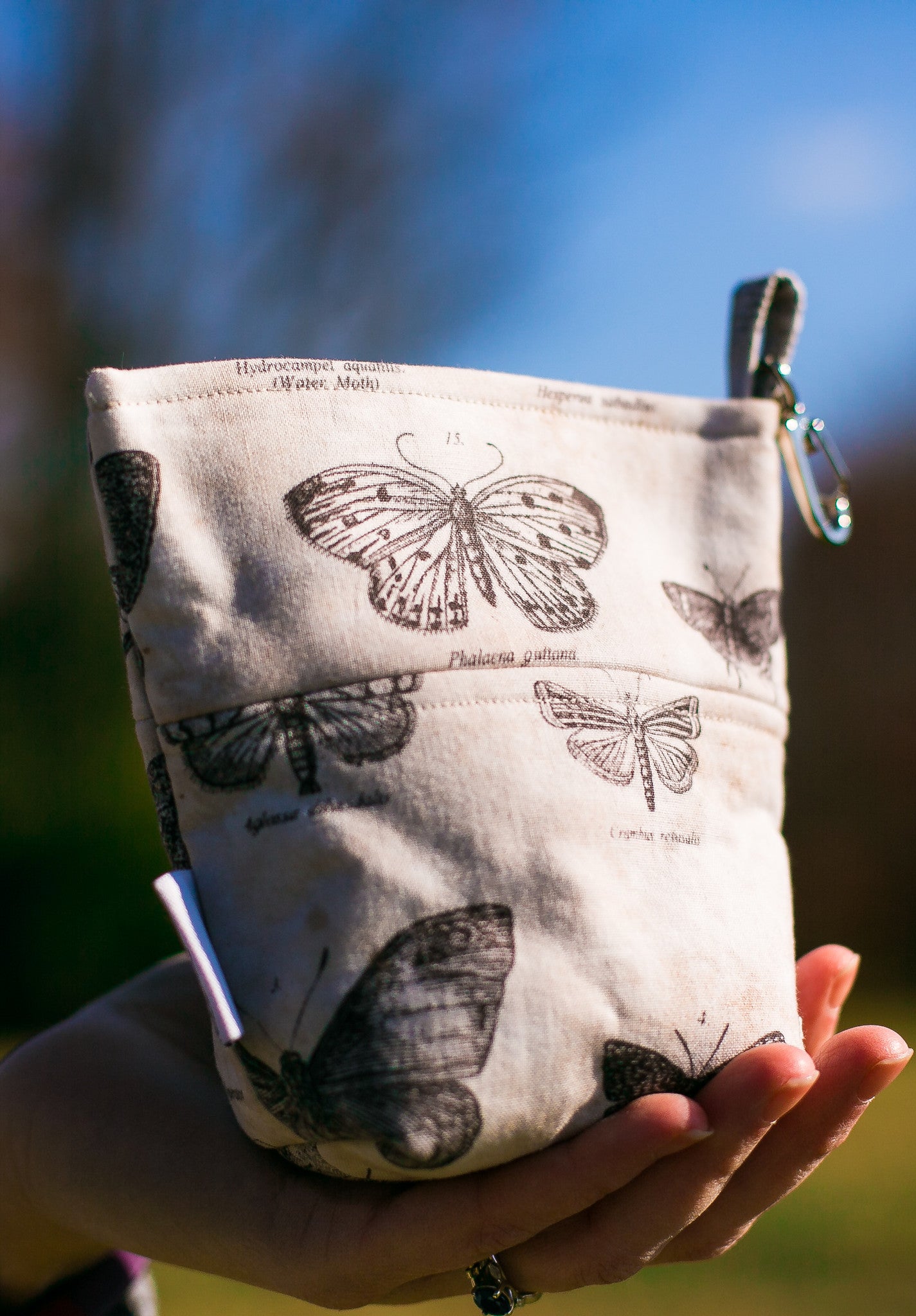 Fun Standard Treat and Pickup Bags Carry Pouch Eclectic Elements Butterflight Butterfly Taupe