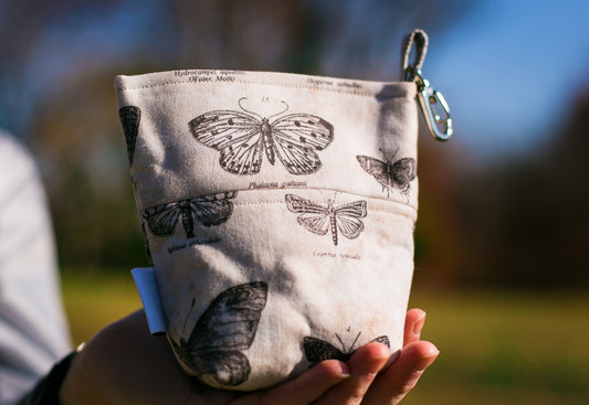 Fun Standard Treat and Pickup Bags Carry Pouch Eclectic Elements Butterflight Butterfly Taupe