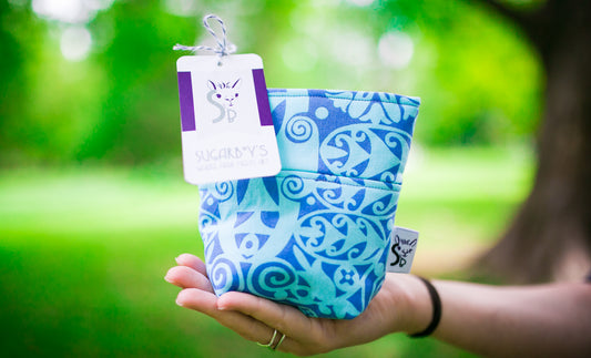 Fun Premium Treat and Pickup Bags Carry Pouch Food Safe Waterproof Lining Choice of Clasps Blue Ocean Blooms