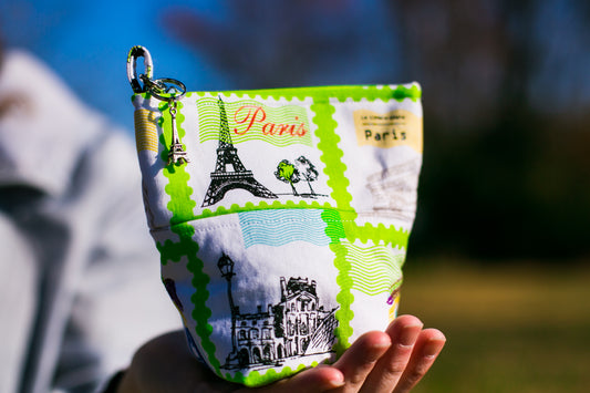 Fun Premium Treat and Pickup Bags Carry Pouch Food Safe Waterproof Lining Choice of Clasps Pepe in Paris Eiffel Tower