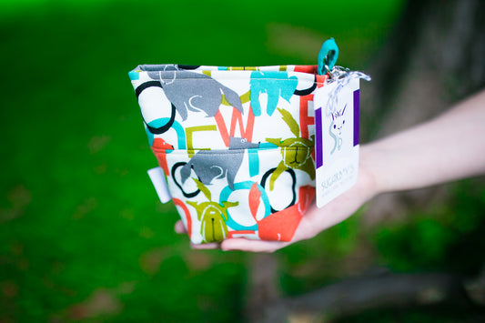 Fun Premium Treat and Pickup Bags Carry Pouch Food Safe Waterproof Lining Choice of Clasps Woof