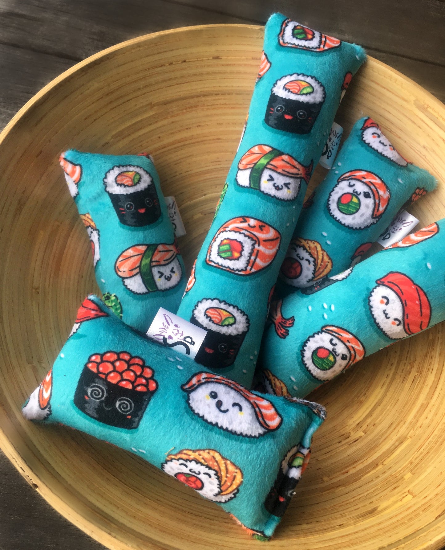 Premium Minky Kitty Nip Kicker Catnip Cat Toy in Cute Kawaii Sushi - 2 Sizes Available!