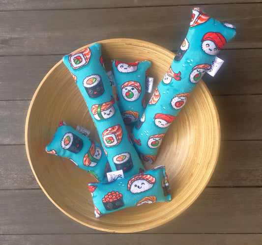 Premium Minky Kitty Nip Kicker Catnip Cat Toy in Cute Kawaii Sushi - 2 Sizes Available!