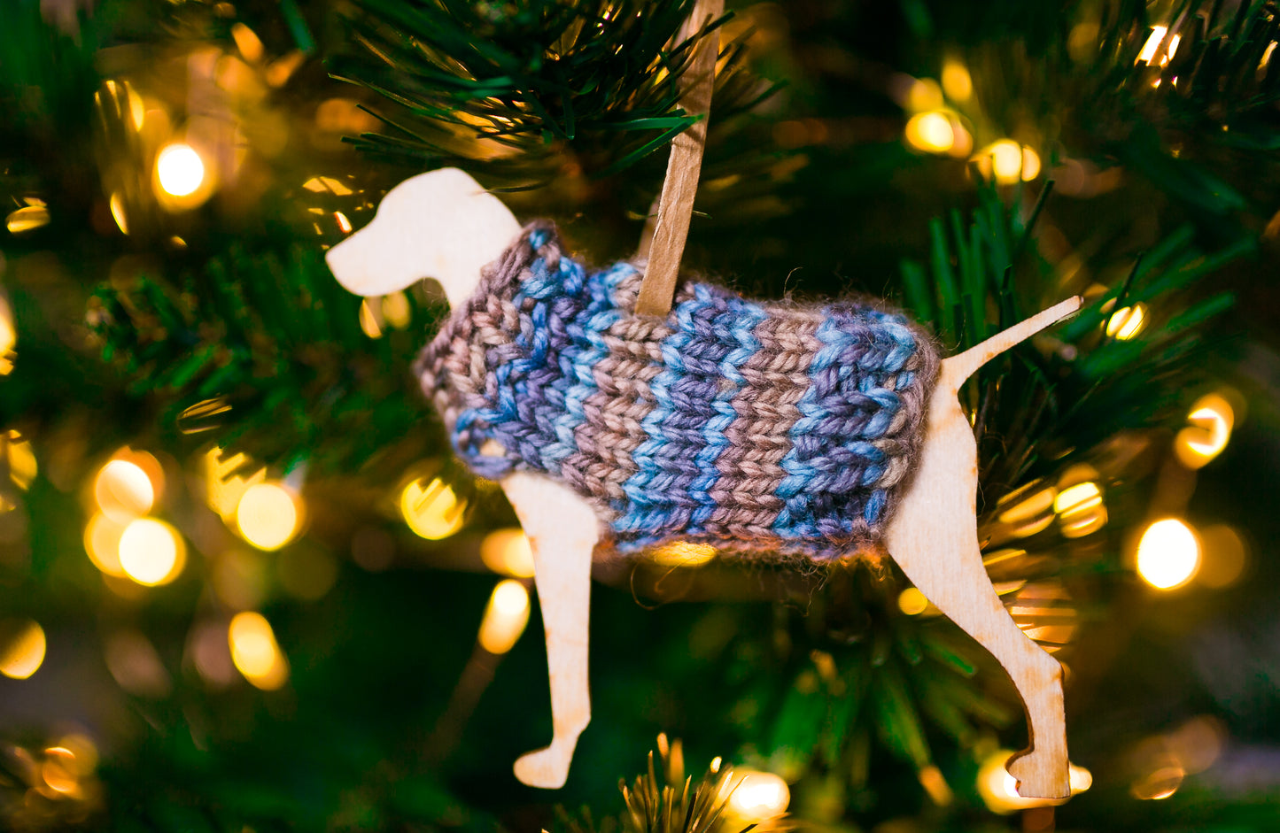 Holiday Decorations Ornaments Dogs in Handknit Sweaters