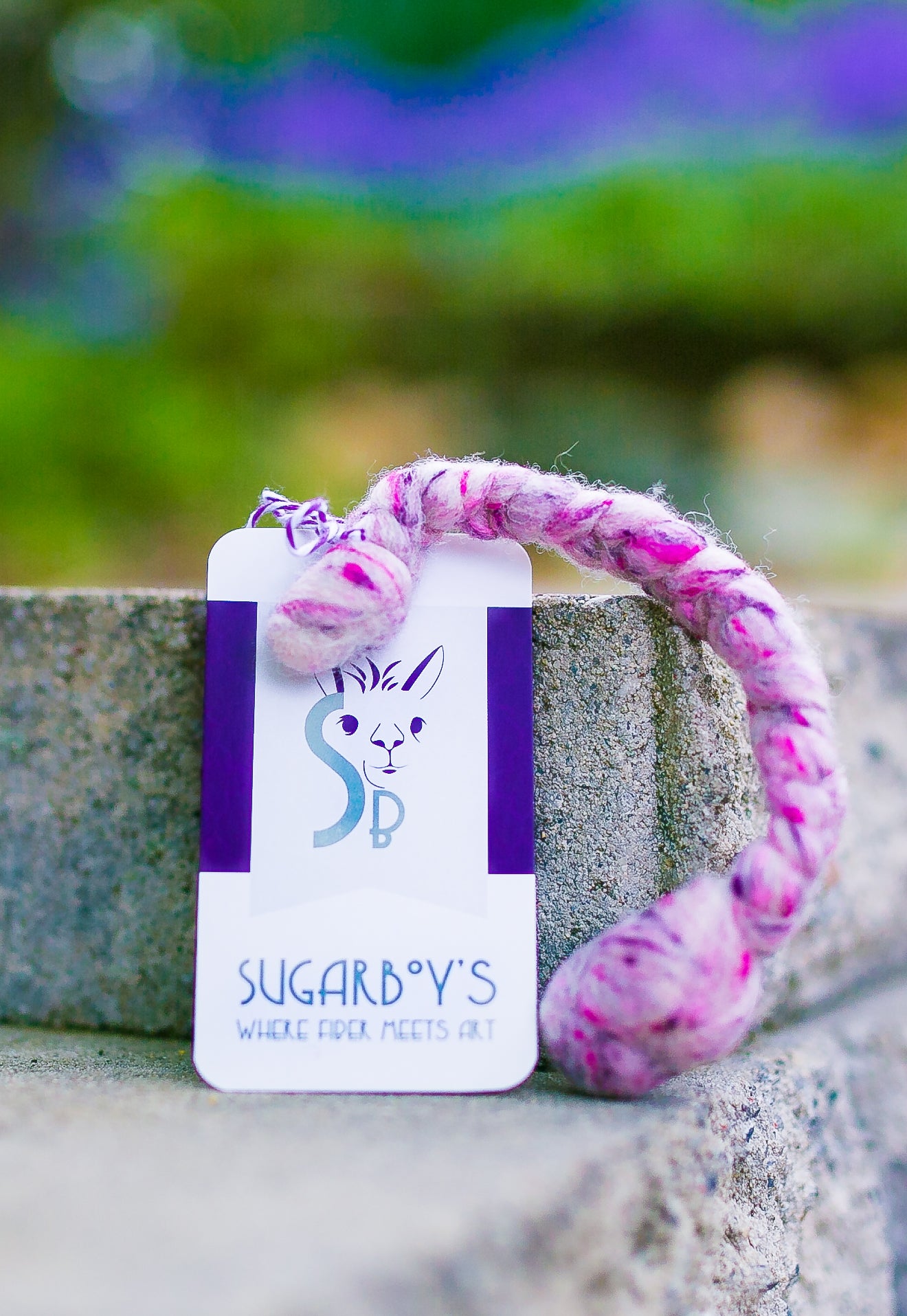 Mini Woolly Tug Felted Dog/Cat Toy in Pink Tweed #P7