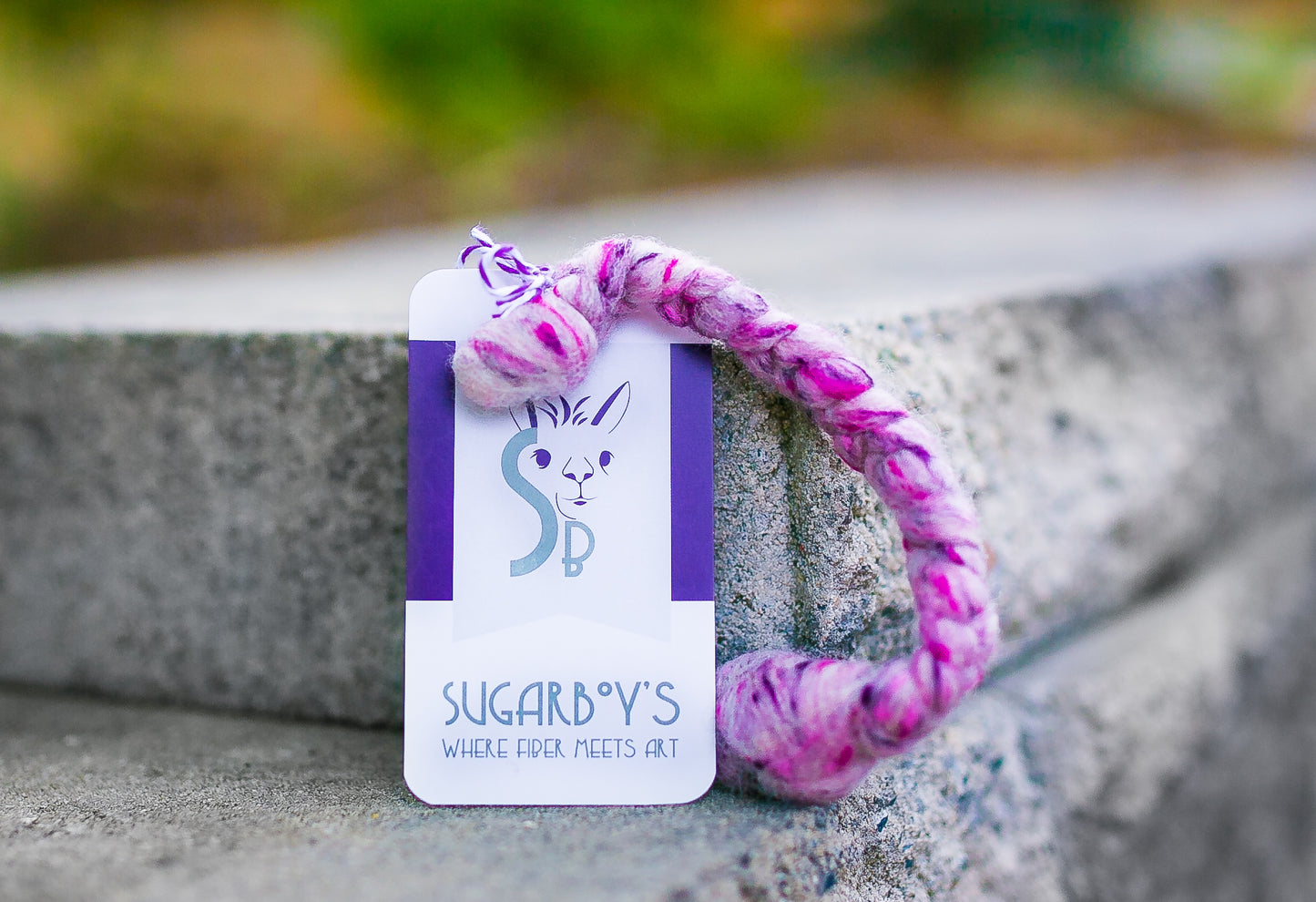 Mini Woolly Tug Felted Dog/Cat Toy in Pink Tweed #P6